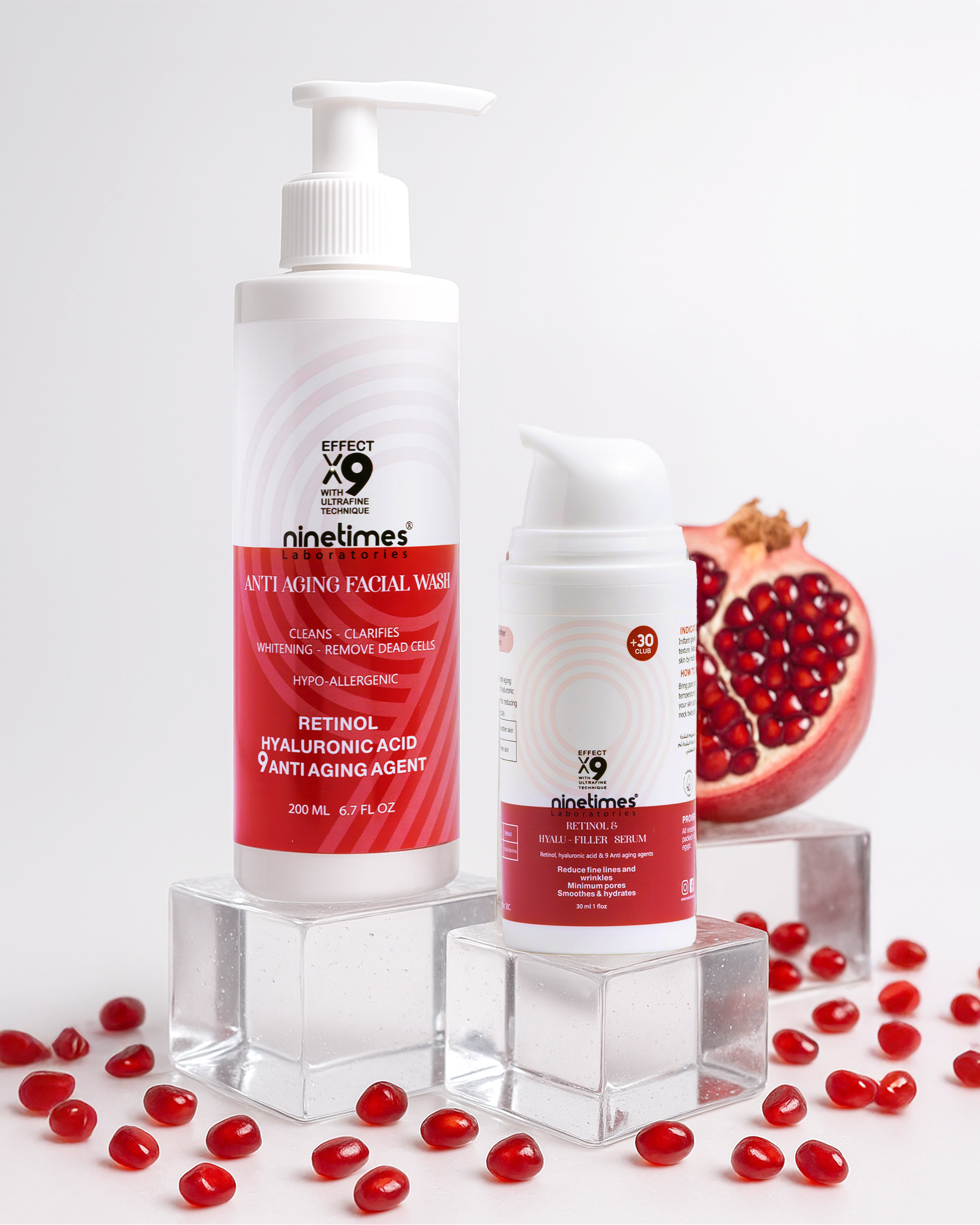 Routine to treat skin wrinkles (serum + Cleanser)